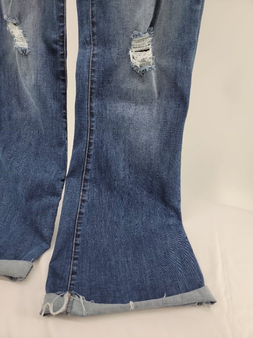 Y2K Flare Jeans Distressed High Rise Bell Bottom Medium Wash Stretch Denim 29 - Picture 3 of 10